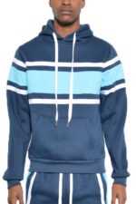 Solid With Three Stripe Pullover Hoodie for Men